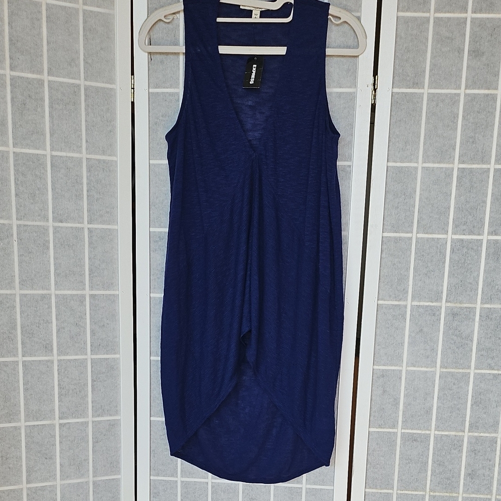 Express Sleeveless V-Neck Midi Dress in Navy